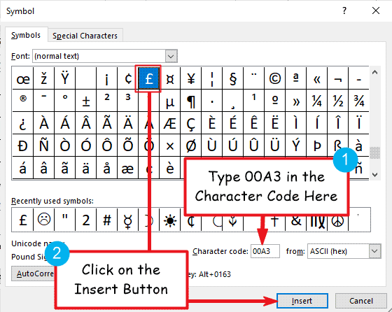 insert pound symbol in word for mac